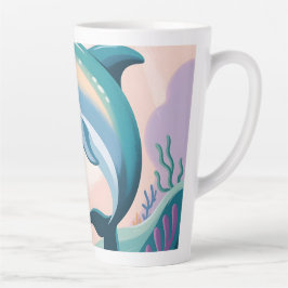 Caneca De Café Latte Dolphin Mom and Baby