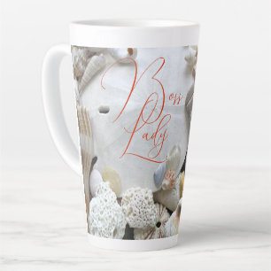 Caneca De Café Latte Dona Chefe Conchas de Dólar de Areia