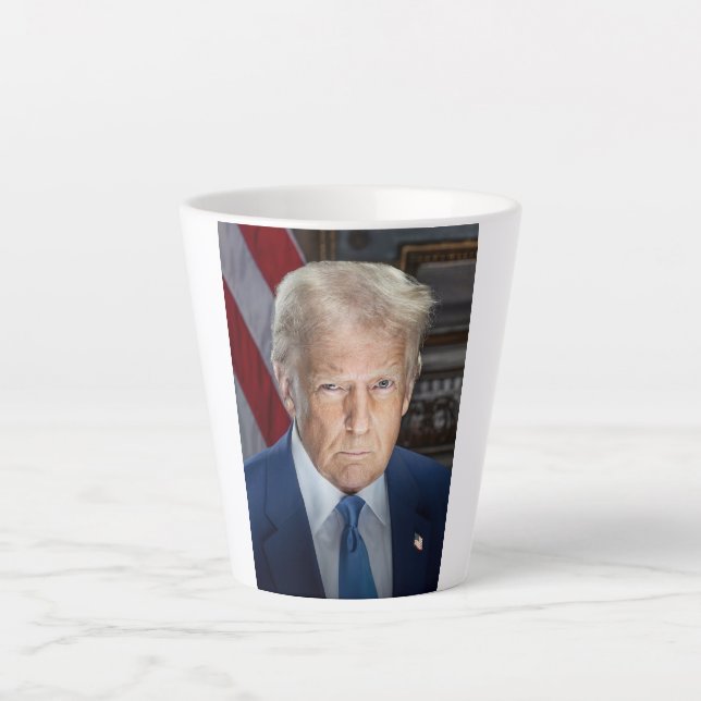 Caneca De Café Latte Donald Trump 2025 Presidente Americano Portrait (Frente)