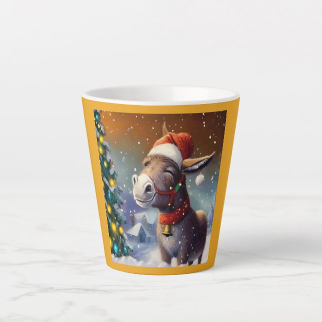 Caneca De Café Latte Donkey Natal 1 (Frente)