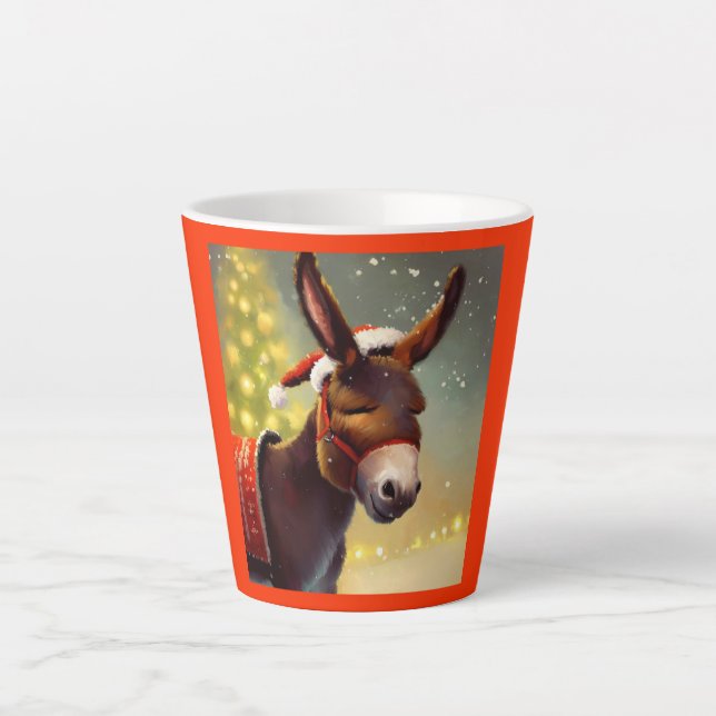 Caneca De Café Latte Donkey Natal 4 (Frente)