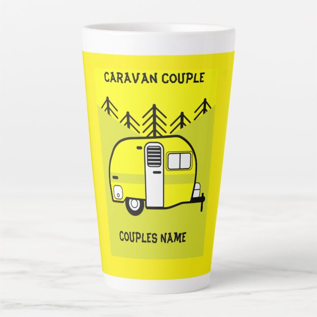 Caneca De Café Latte Dons de Caravan Art - Ame o meu café caravana (Frente)