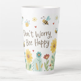 Caneca De Café Latte Don't Worry Bee Happy Cute Bee