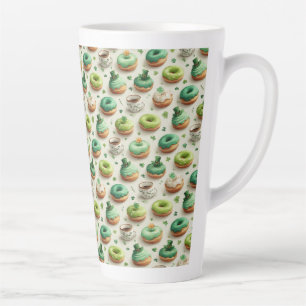 Caneca De Café Latte Donuts e Café do Dia de São Patrício Aquarela