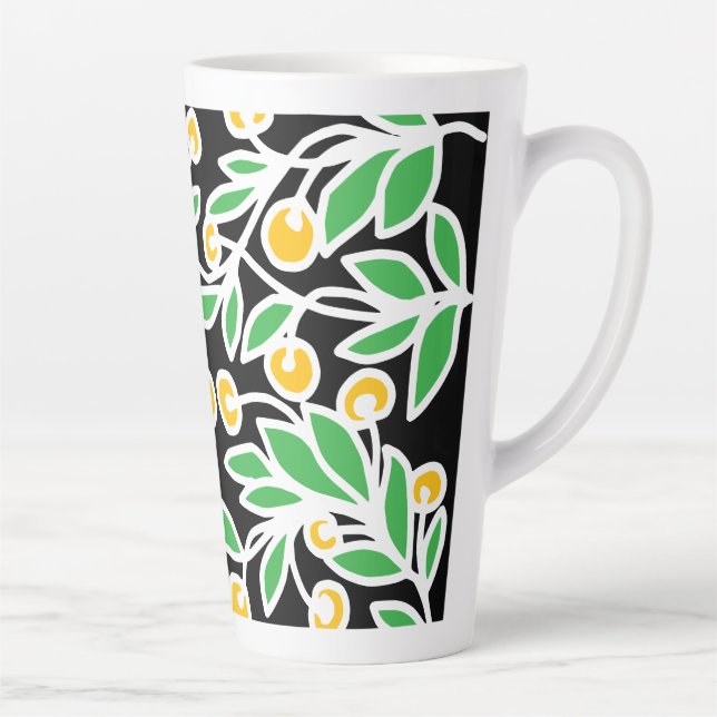 Caneca De Café Latte Doodle amarelo e verde (Direita)