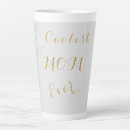 Caneca De Café Latte Dourada Elegante, Mãe De Cinza