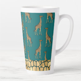 Caneca De Café Latte Dourada Giraffe Elegante Chic Na moda
