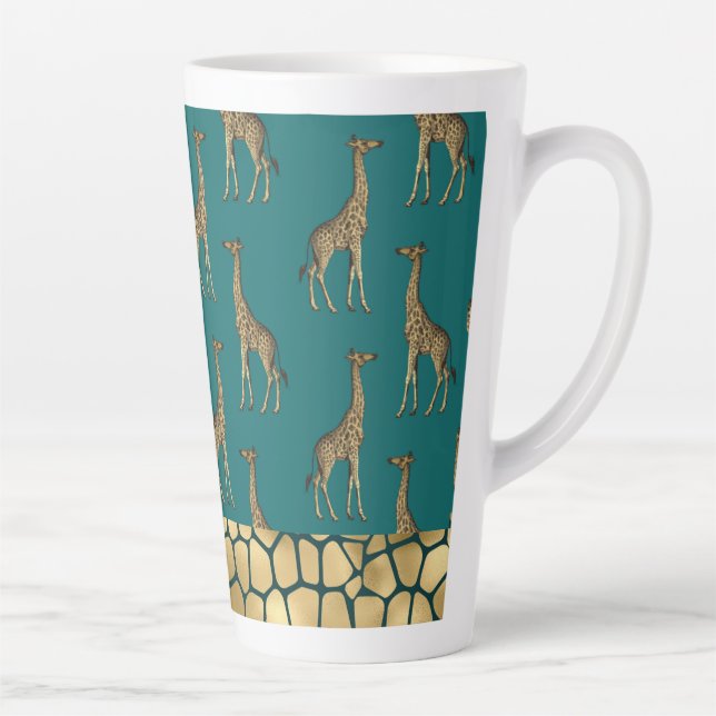 Caneca De Café Latte Dourada Giraffe Elegante Chic Na moda (Direita)