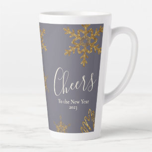 Caneca De Café Latte Dourada neve derrete torcida ao Ano Novo