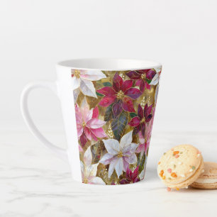 Caneca De Café Latte Dourada Poinsettia Bronze Rosa-Rosa-Rosa-Rosa-Bron