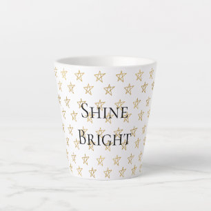 Caneca De Café Latte Douradas estrelas brilham