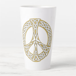 Caneca De Café Latte Dourado e Branco - Sinal de Paz Celular