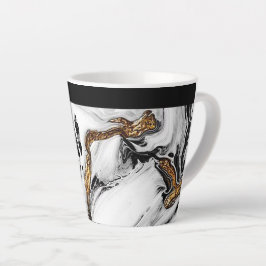 Caneca De Café Latte "Dourado e negro mármore"