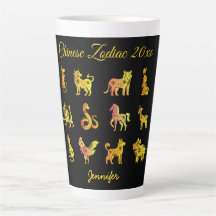 Dourado Gradiente Chinês Zodiac Preto
