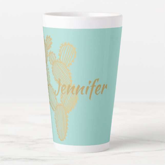Caneca De Café Latte Dourado rabisco picante personalizado (Frente)
