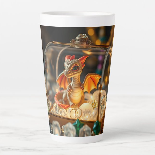 Caneca De Café Latte Dragão bonito em uma caixa de joias (Frente)