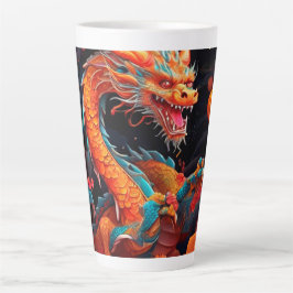 Caneca De Café Latte Dragão colorido de Ano Novo chinês