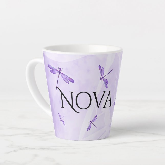 Caneca De Café Latte Dragões Roxos, Lâmpadas de Café Personalizadas (Ângulo esquerdo)