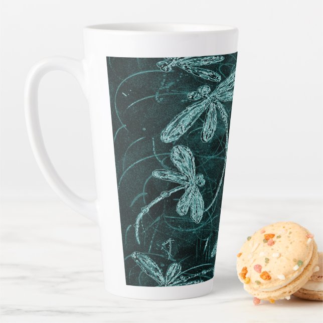 Caneca De Café Latte Dragonfly Disco Midnight Blue (In Situ)