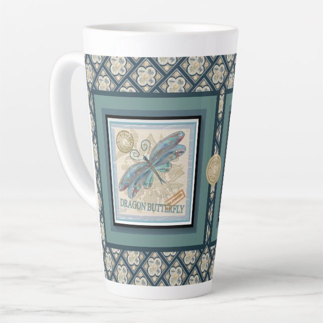 Caneca De Café Latte Dragonfly do Escritório de Criação (Ângulo esquerdo)