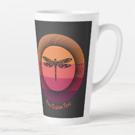 Caneca De Café Latte Dragonfly em Retro Sunset com Nome