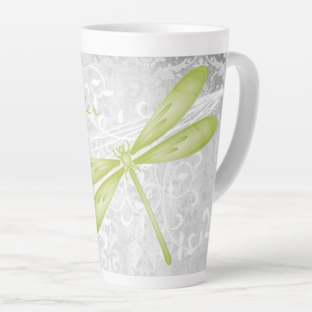 Caneca De Café Latte Dragonfly Personalizada Latte Mug (Ângulo direito)