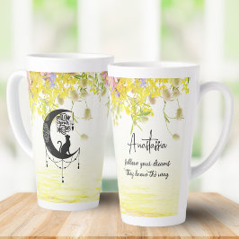 Caneca De Café Latte Dreamcatcher com gato | Siga os seus sonhos
