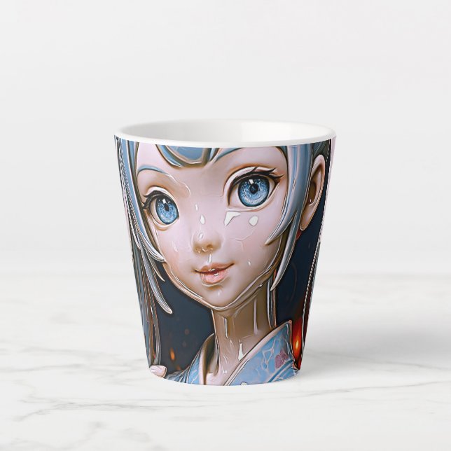 Caneca De Café Latte Dreamy Porcelain Anime Girl (Frente)