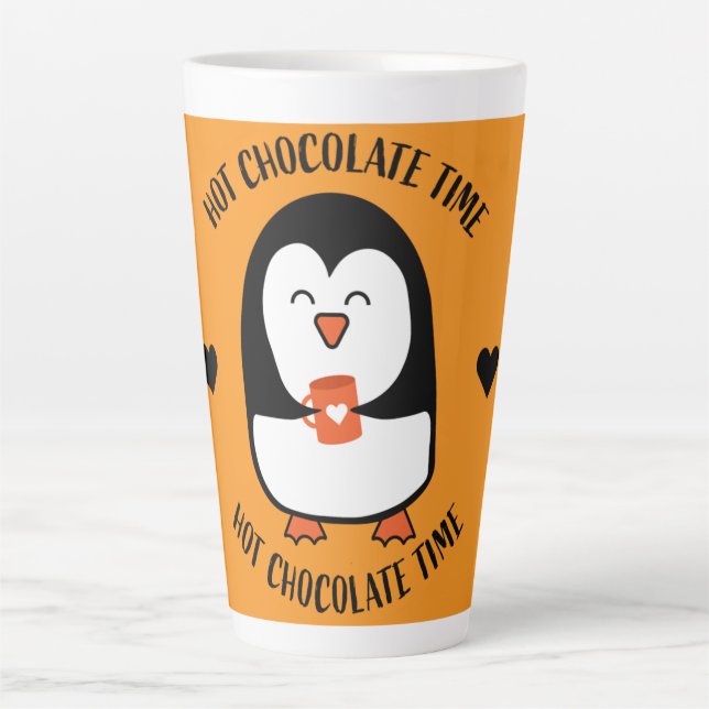 Caneca De Café Latte Drinker de Pinguim Chocolate Quente (Frente)