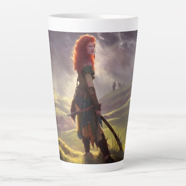 Caneca De Café Latte Druid Warrior Princesa Fantasy Art (Frente)