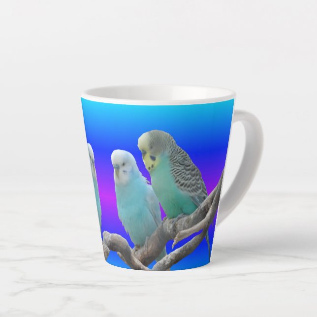 Caneca De Café Latte Duas Bósias Aves Búguas Latte Mug (Ângulo direito)