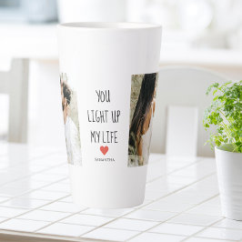 Caneca De Café Latte Duas Fotografias | Feliz Dia dos Namorados | Citaç
