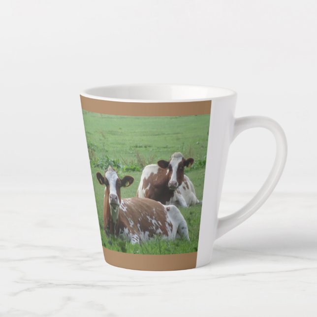 Caneca De Café Latte Duas Vacas Castanho-Branco-Cute. Brown Latte Mug (Direita)