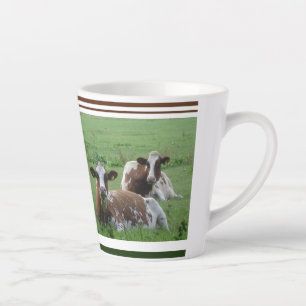 Caneca De Café Latte Duas Vacas Marrom-brancas Design Latte Mug