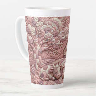 Caneca De Café Latte Dusty Rose Rústico Acolchoado Vacas Patchwork Past