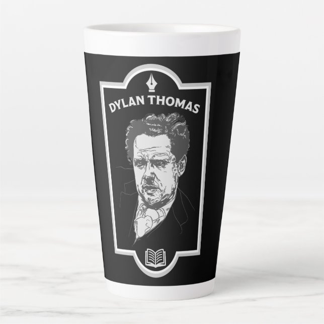 Caneca De Café Latte Dylan Thomas Welsh Poet (Frente)