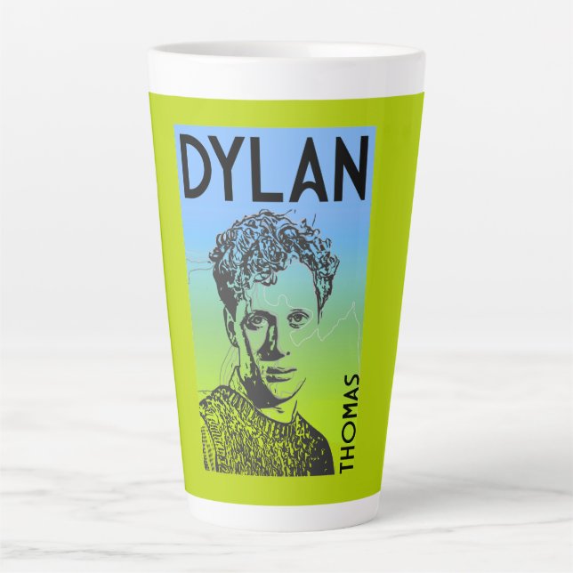 Caneca De Café Latte Dylan Thomas Welsh Poet (Frente)