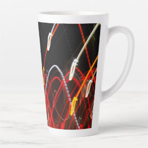 Caneca De Café Latte Dynamic Red and White Abstract Long Exposure Light