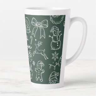 Caneca De Café Latte É a Temporada - Doodle de Natal