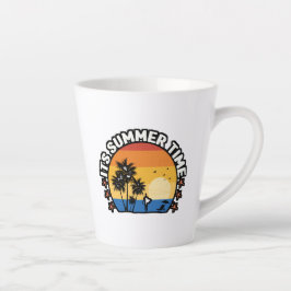 Caneca De Café Latte É Design de Pôr do Sol Tropical de Verão
