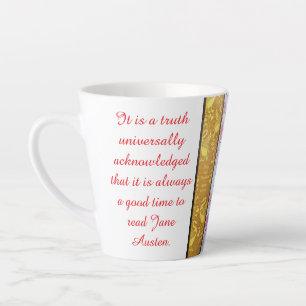 Caneca De Café Latte É hora de ler Jane Austen(fonte vermelha)