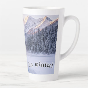 Caneca De Café Latte "É Inverno!" Montanha Nevada