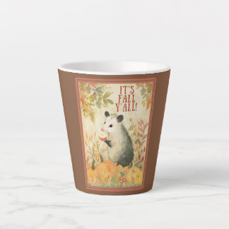 Caneca De Café Latte É Outono, Pessoal! Estilo Gambá