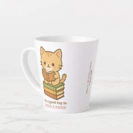 Caneca De Café Latte É um bom dia para ler um livro gato fofo professor