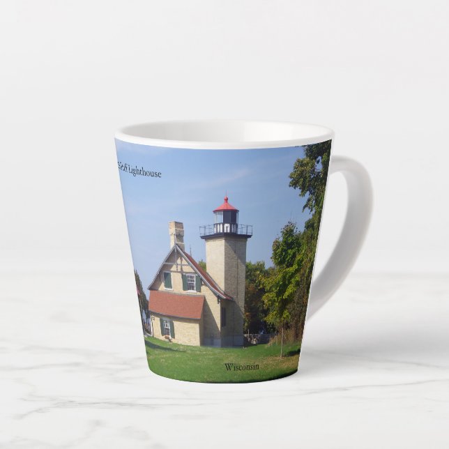 Caneca De Café Latte Eagle Bluff Lighthouse latte mug (Ângulo direito)