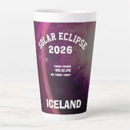 Caneca De Café Latte Eclipse total do sol agosto 2026 texto personaliza