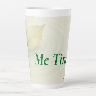 Caneca De Café Latte Ecos e ofertas | "Tempo Eu" com Folha Flutuante