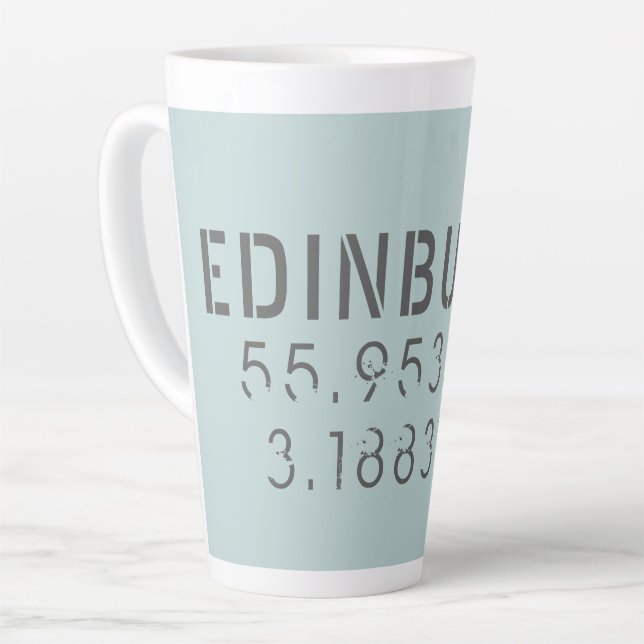Caneca De Café Latte Edinburgh Longitude Latitude (Ângulo esquerdo)