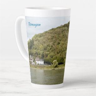 Caneca De Café Latte Efeito de pintura da ponte do rio Reno em Remagen