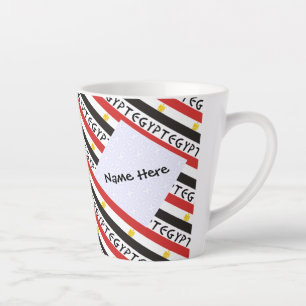 Caneca De Café Latte Egito e Bandeira Egípcia Personalizada em Azulejos